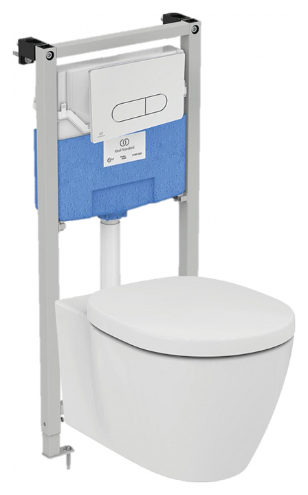 Унитаз подвесной с инсталляцией Ideal Standard Connect AquaBlade E047901 4 в 1 с панелью смыва Oleas Р1 R0116AA