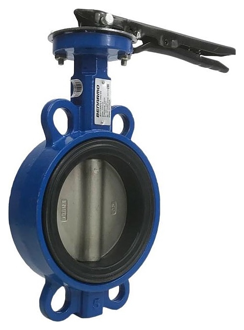 Затвор дисковый поворотный Benarmo 107-4939 (EURO), PN 1,6 МПа, ДУ 125, межфланцевый чугунный, диск стальной, с рукояткой