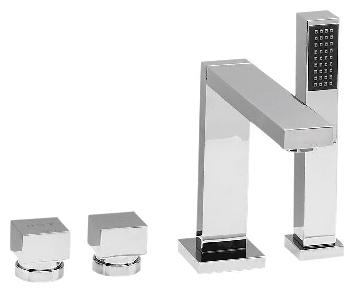 Смеситель на борт ванны с душевым гарнитуром ЭСТЕТ Vega Quadro Lux ФР-00003848 4 элемента