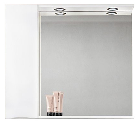 Шкаф зеркальный BelBagno MARINO-SPC-900/750-1A-BL-P-L левосторонний, с подсветкой, белый глянцевый