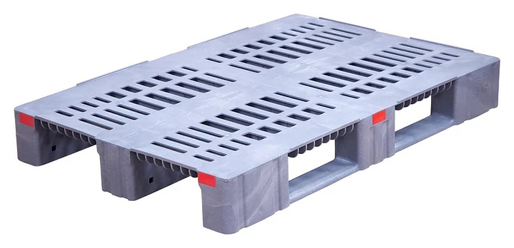 Паллет ТАРА.РУ TR 1208-3-2 1200х800х150 мм (перфорированный на 3 полозьях (версия 2)) усиленный серый