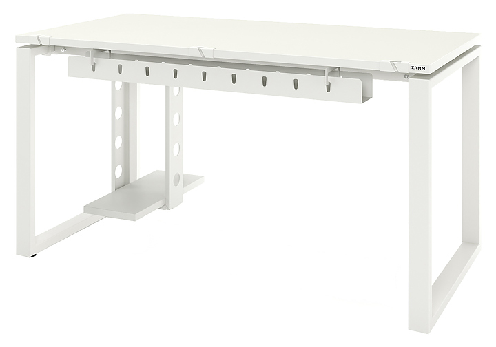 Стол офисный прямой ZAMM Зета 60х30 ТР 1200х700 с пропусками, кабель-каналом и подвесом системного блока, белый