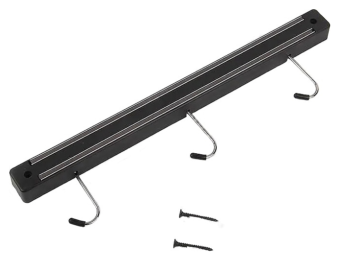 Держатель магнитный для ножей Restopit рп65 l=34 см (пластик / металл) с 3 съемными крючками