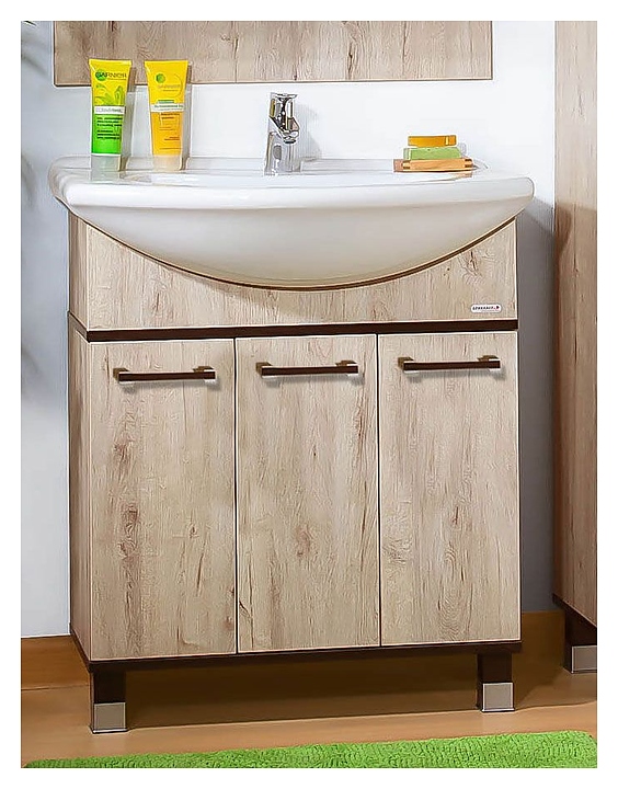 Тумба под раковину БРИКЛАЕР Карибы 75 см напольная, дуб кантри/венге