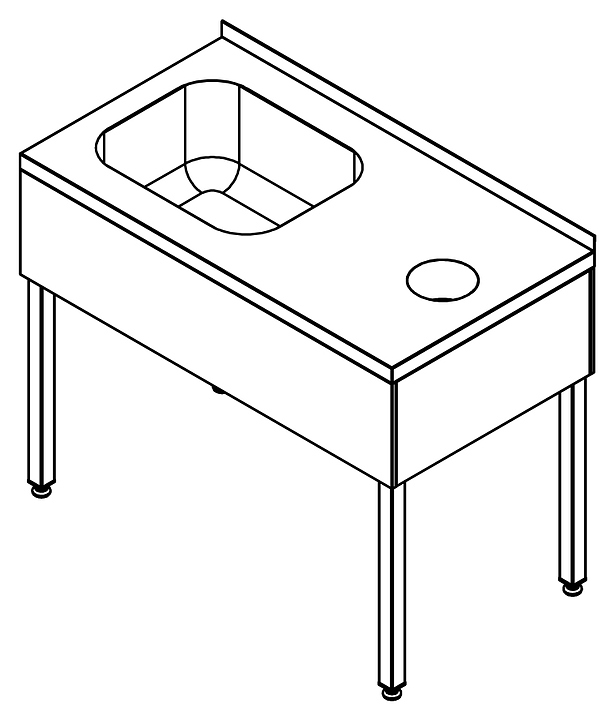 Ванна моечная КОБОР ВМЦФР/1-110/60+отверстие для отходов