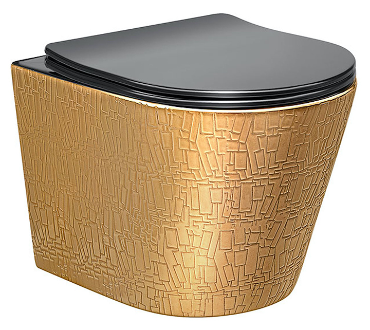 Унитаз подвесной Vincea Piatti VT1-11G1B с ультратонким сиденьем soft-close, золотой с черным