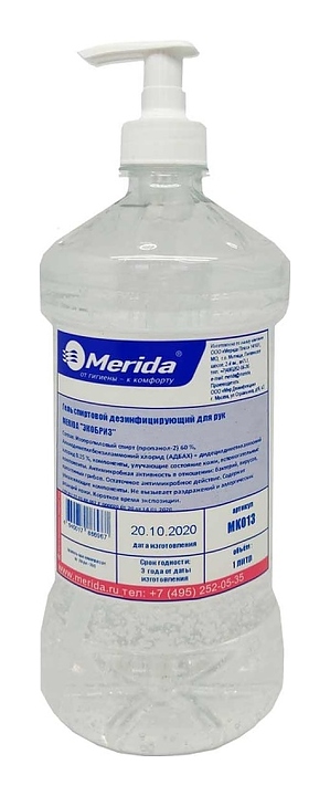 Гель дезинфицирующий для рук Merida ЭКОБРИЗ MK013, 1 л