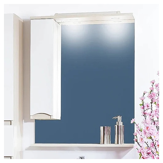 Зеркало БРИКЛАЕР Токио 60 58,4х86,4 см левое, с подсветкой, светлая лиственница, белый глянец