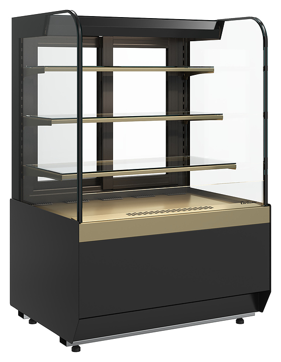 Витрина кондитерская Carboma Radius KR70 VM 1,3-2 Standard открытая (Bronze 9005/0109)