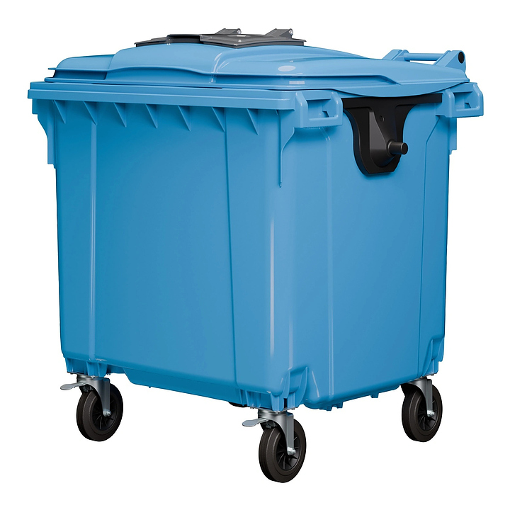 Контейнер для мусора iPlast 22.C19.W 1100 л с мини-крышкой, темно-голубой с темно-серым