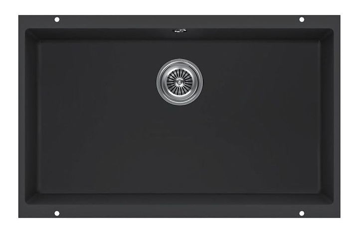 Кухонная мойка KUCHENSTERN 103BL10 UNDER 80 Ku-Granit 730х460х190 мм черный