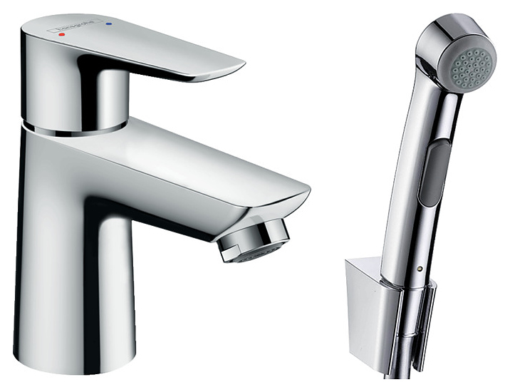 Смеситель для раковины с гигиеническим душем Hansgrohe Talis E 71729000 со сливным клапаном Push-Open