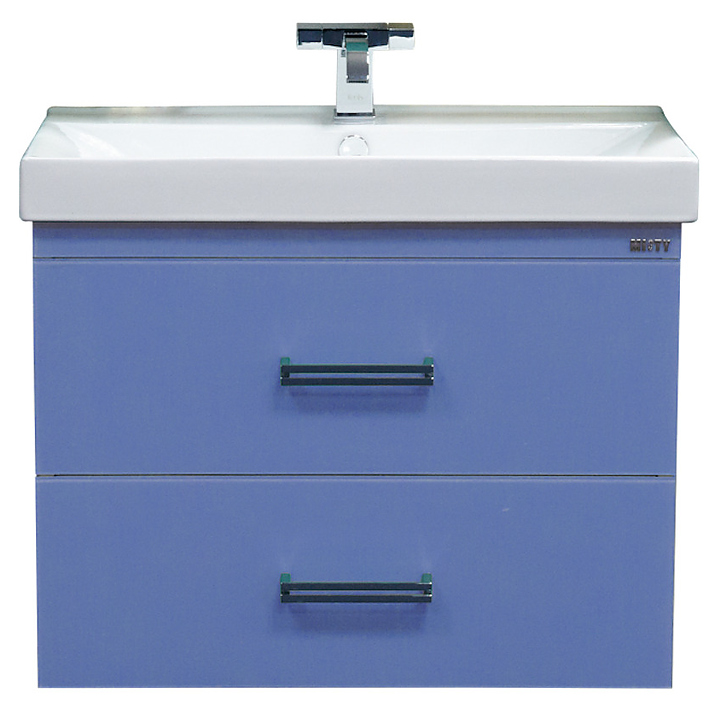 Тумба под раковину Misty Джулия Qvatro 75 71,5х55 см, с 2 ящиками, конус, подвесная, синяя
