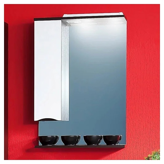 Зеркало БРИКЛАЕР Токио 60 58,4х86,4 см левое, с подсветкой, венге, белый глянец