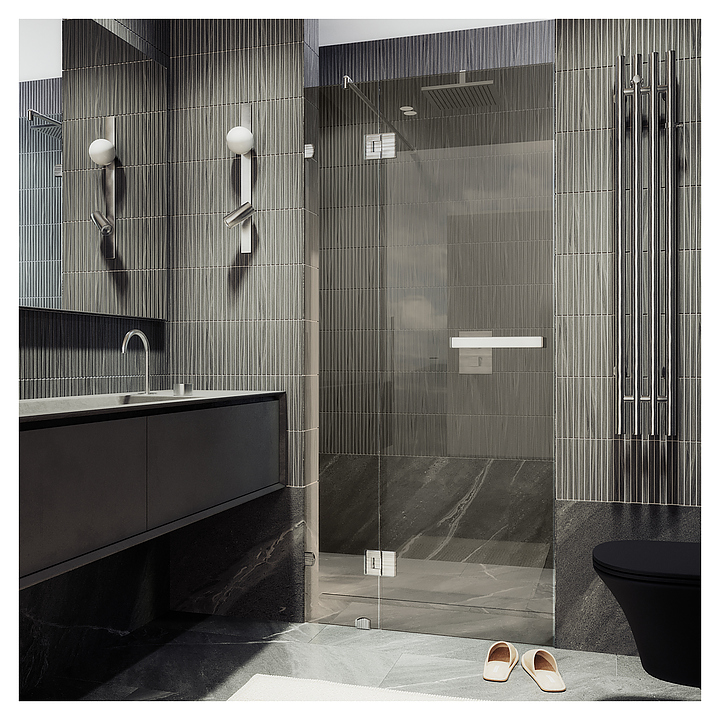 Дверь душевая MaybahGlass MGD-502-4 100х195 см, распашная, с добором на петлях, бронза, хром