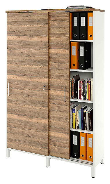 Локер ZAMM 5 полок МК 414 120х41,4х190 см фасад дуб Галифакс олово, корпус белый