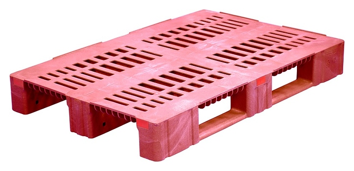 Паллет ТАРА.РУ TR 1208-3-2 1200х800х150 мм (перфорированный на 3 полозьях (версия 2)) усиленный красный
