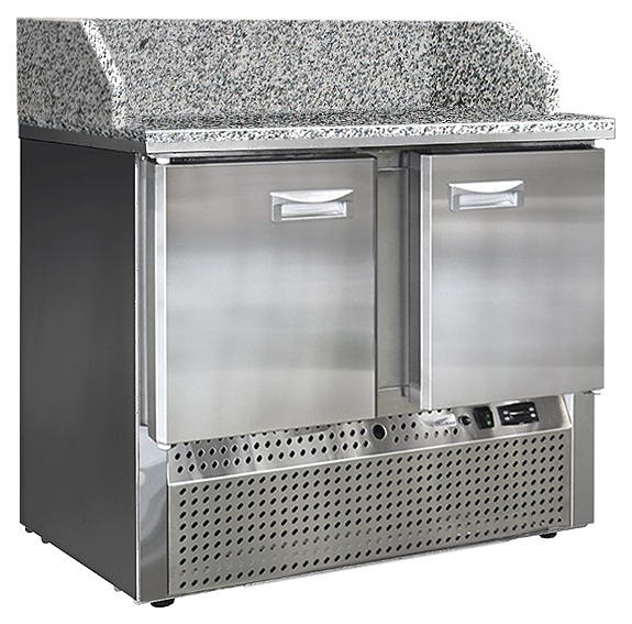 Стол холодильный для пиццы Finist СХСнпцгб-700-2 (нижний холодильный агрегат) с гранитными столешницей и бортами
