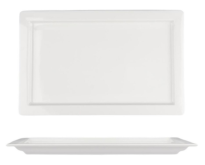 Блюдо прямоугольное Noble Fine Plus 091154A 31.8х20 см h 2.1 см, белый
