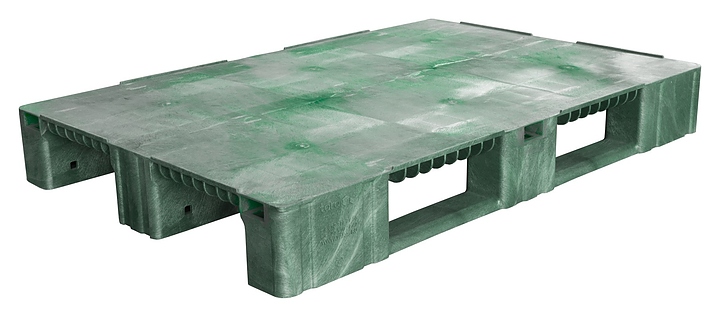 Паллет универсальный ТАРА.РУ TR 1208-1 1200х800х150 мм (сплошной на 3 полозьях) зеленый