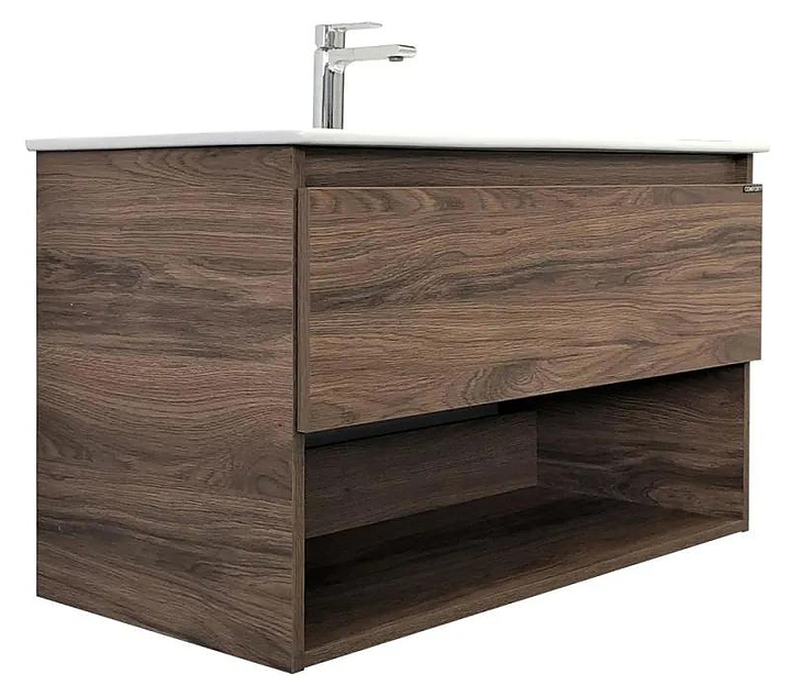 Тумба Comforty Бордо-90 с белой раковиной Quadro 90