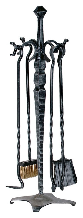 Каминный набор Comex K219 кованая сталь, 4 инструмента на подставке
