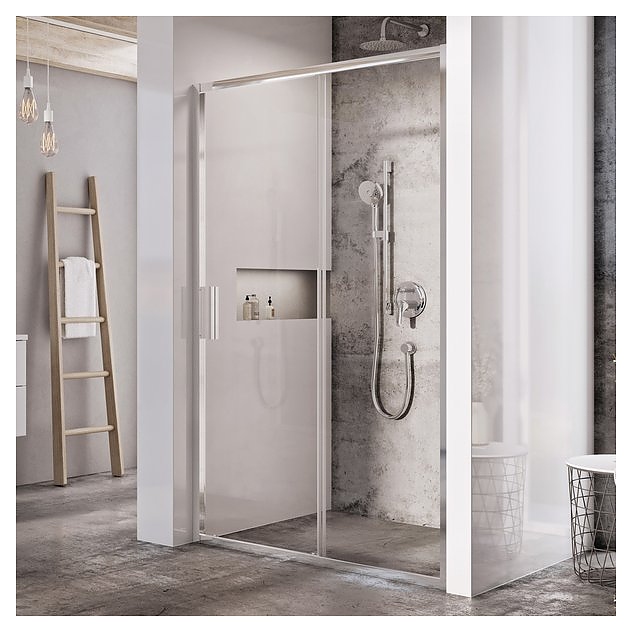 Дверь душевая Ravak Blix Slim BLSDP2 X0PMD0C00Z1 110х195 см, раздвижная в нишу, Transparent, профиль хром