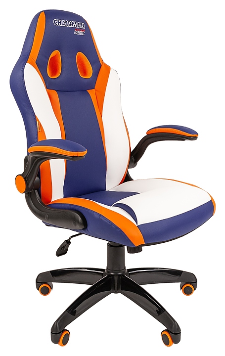 Кресло игровое Chairman GAME 15 7069670, сине-бело-оранжевое