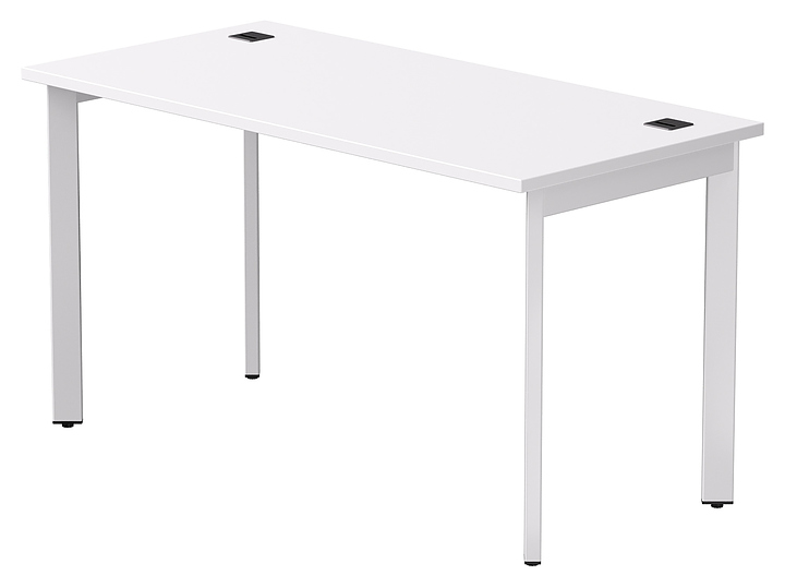 Стол офисный Everprof EVO 1380х670х755 мм (ЛДСП / металл) опоры 45гр, белый / белый