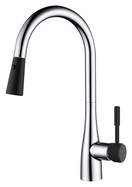 Смеситель для кухни D&K Rhein Schiller DA1462505B с выдвижной лейкой, черный, хром