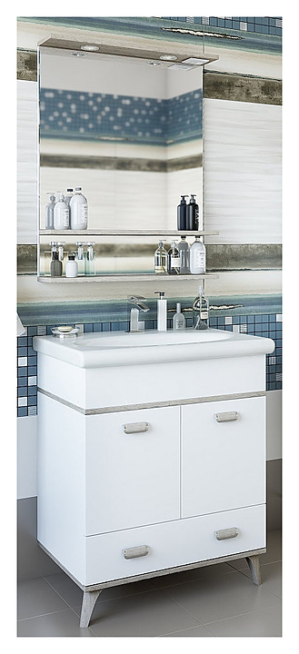 Гарнитур Sanflor Бруно 70 см, 3 предмета, белый матовый, орегон