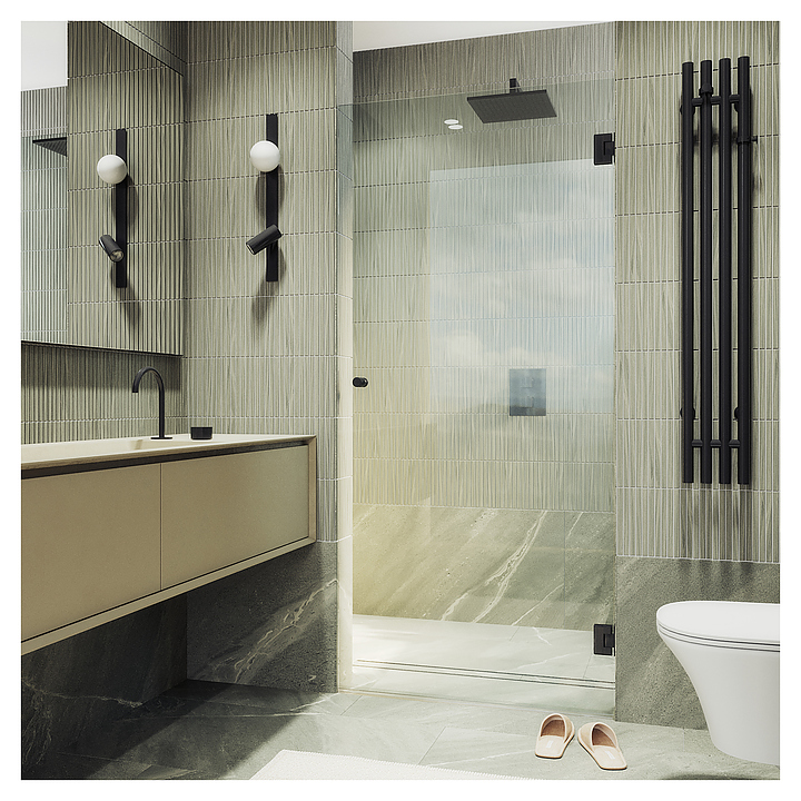 Дверь душевая MaybahGlass MGD-507-6 70,5х195 см, распашная, на петлях, черный