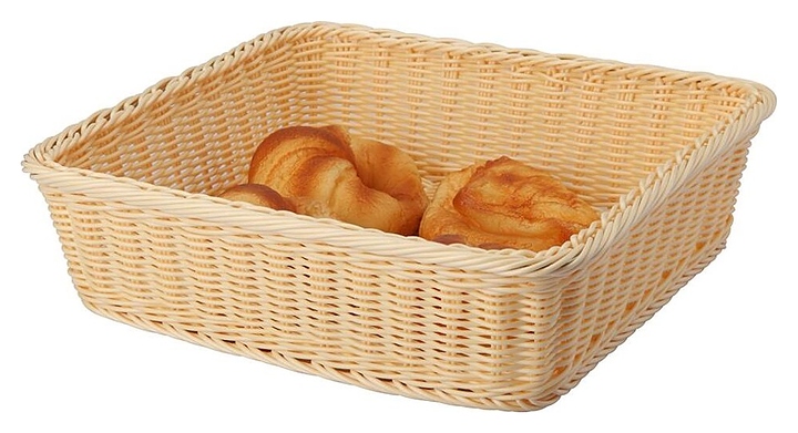 Корзина плетеная для хлеба Sunnex C04077 35,5х32,5 см h=10 см (полиротанг) прямоугольная бежевая