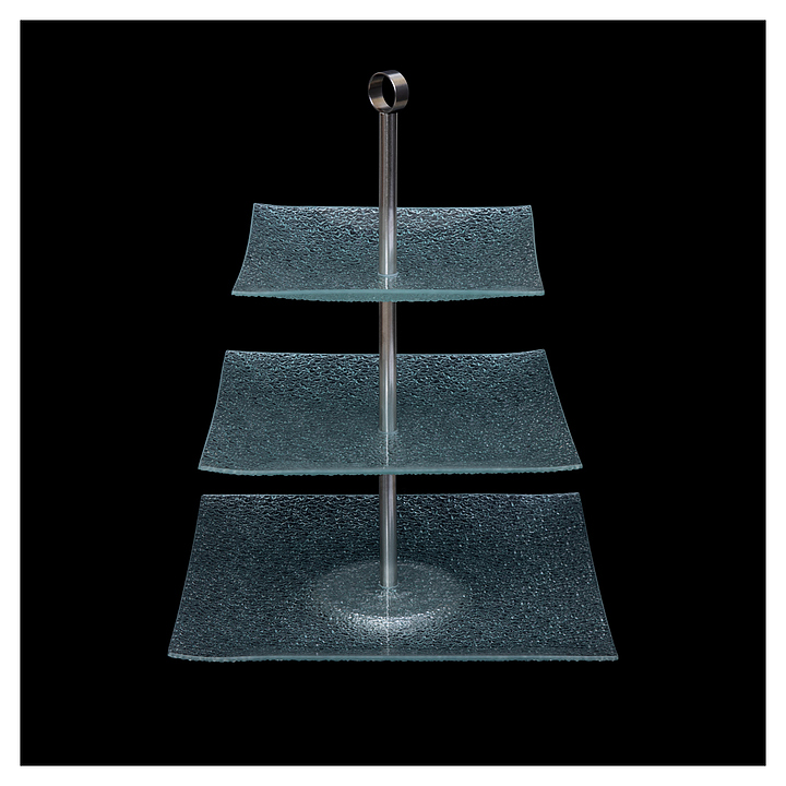 Этажерка сервировочная Corone Aqua 8''/10''/11'' 21х21/25х25/30х30 см 3-ярусная (стекло / металл) квадратная