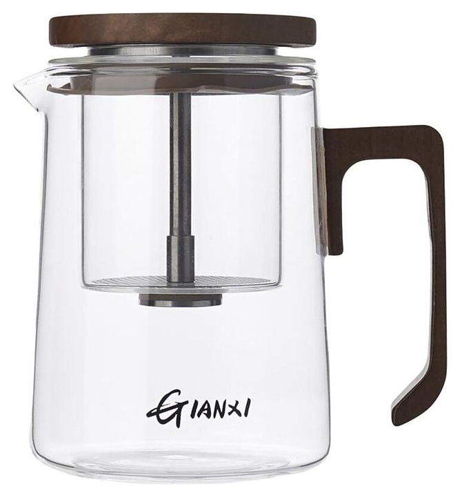 Чайник P.L. Proff Cuisine S0501-2 500 мл d=9,6/8,6 см h=14 смс фильтром гунфу, пуш-механизм слива (термостекло / пластик)