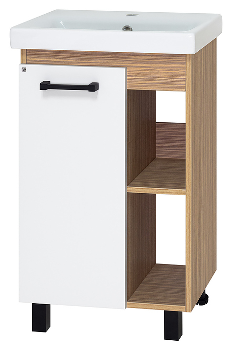 Тумба под раковину Misty Крафт-50 47х70 см, белая, зебрано сахара