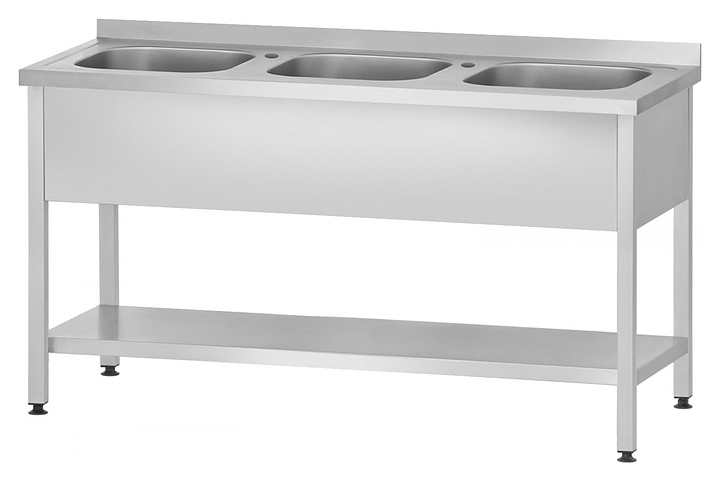 Ванна моечная Mecon Profi Ral ВМЦп 1800х700х860 мм (3 м/о 500х500х300 мм) ножка профильная