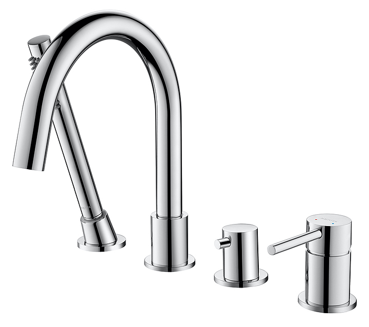 Смеситель для ванны и душа Aquatek Европа AQ1348CR встраиваемый на борт ванны, 4 отверстия, хром