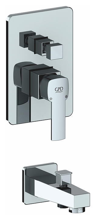 Смеситель встраиваемый для ванны GPD Pedra MTA160 с изливом