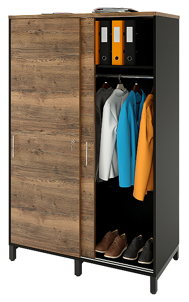 Локер ZAMM 2 полки, 2 штанги МК 600 120х60х190 см фасад дуб Галифакс олово, корпус черный