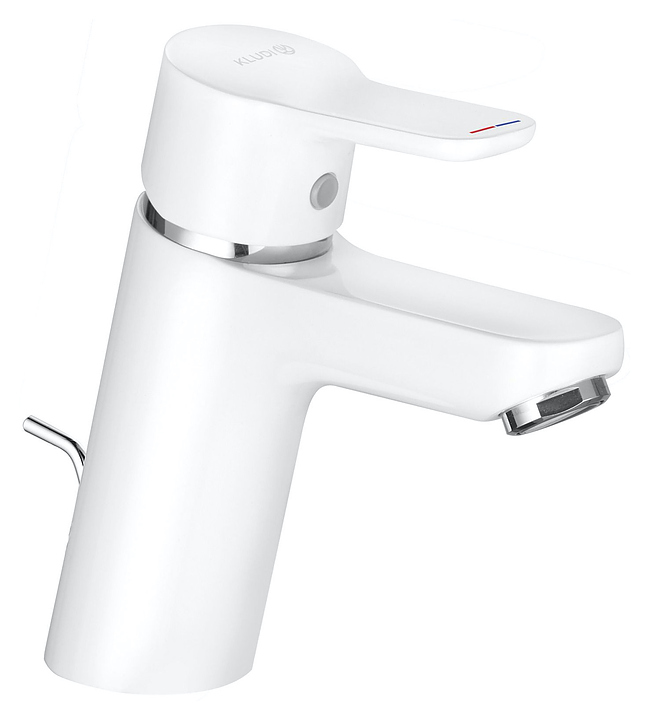 Смеситель для раковины KLUDI Pure&Easy 373829165 с донным клапаном, белый