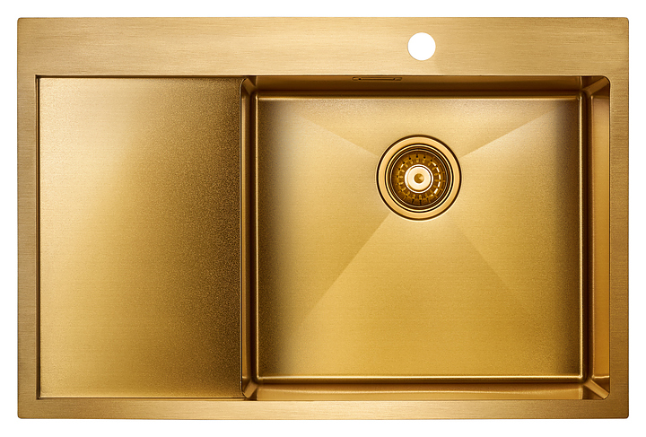 Мойка кухонная Paulmark Elde PM807851-BGR брашированное золото, правая