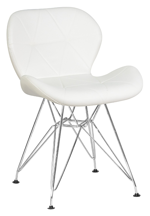 Стул обеденный DOBRIN 302A-LMZL BUTTERFLY CHROME (белый, хромированная сталь)