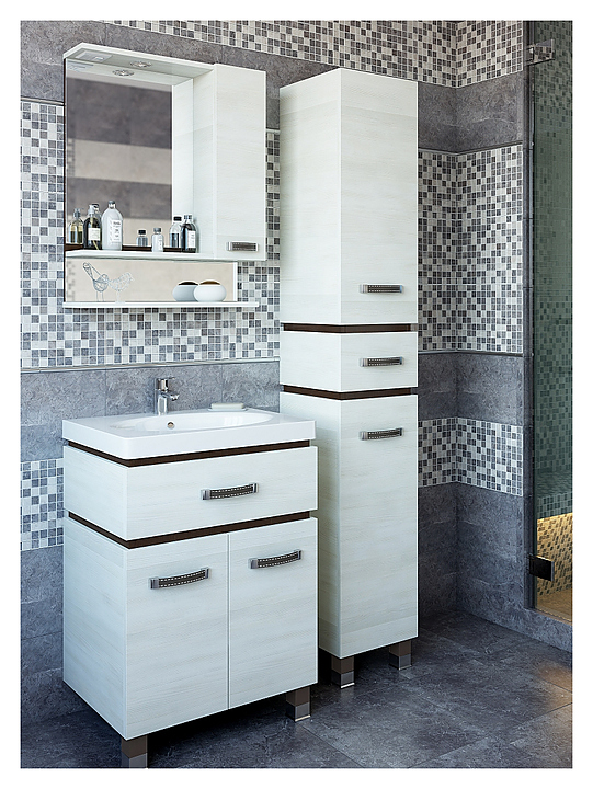 Гарнитур Sanflor Техас 70 см, 4 предмета, с правост. зеркалом, с правост. пеналом, венге, северное дерево светлое