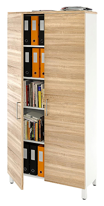 Шкаф для документов ZAMM 5 полок, 2 двери МК 414 90х41,4х190 см фасад дуб Бардолино, корпус белый