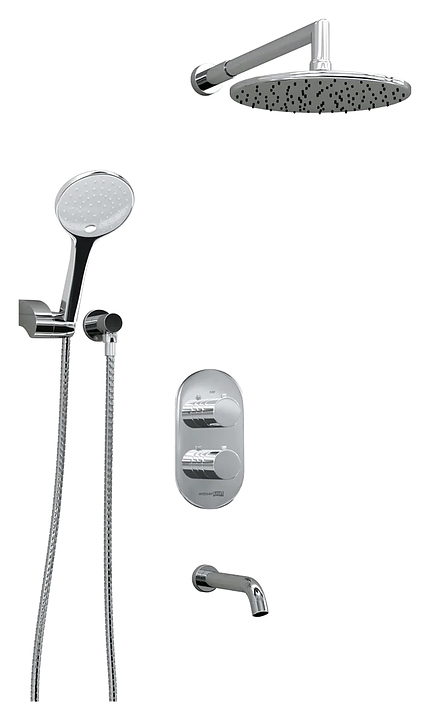 Комплект душевой встраиваемый термостатический Wasserkraft A174819 Thermo хром