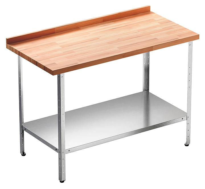 Стол кондитерский Мебель Фронт Профи СКПП 1100x500x860 мм, полка сплошная, с бортом, бук