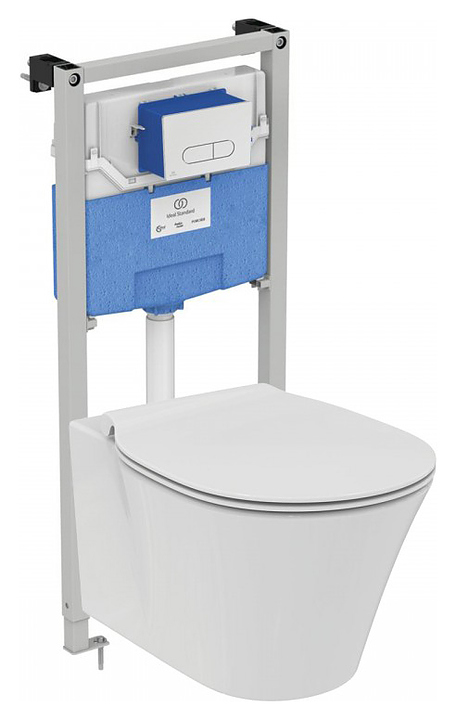 Унитаз подвесной с инсталляцией Ideal Standard Connect Air AquaBlade E005401 4 в 1 с панелью смыва Oleas M1 R0115AA