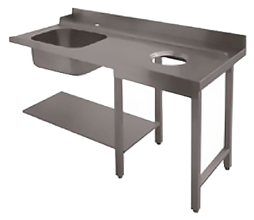 Стол входной Krupps EVPLVF120ESX мойка слева, отверстие для сбора отходов