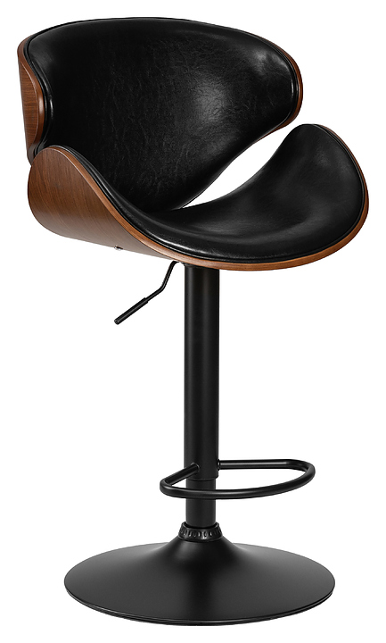 Стул барный DOBRIN 4905_BlackBase-LMZ KARTER BLACK (черный, коричневый орех, черная сталь)